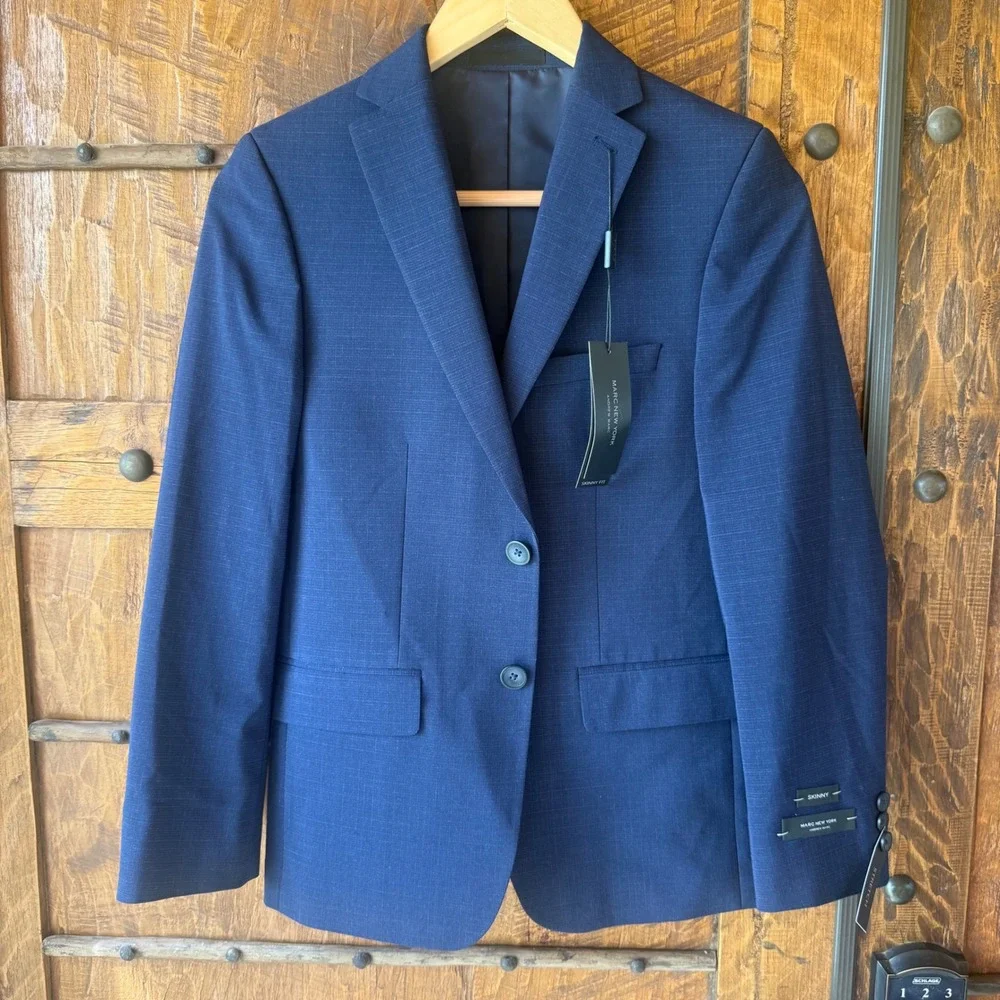Marc New York Suit Jacket Mens 14 SK Blue Skinny Fit Stretch Blazer NWT